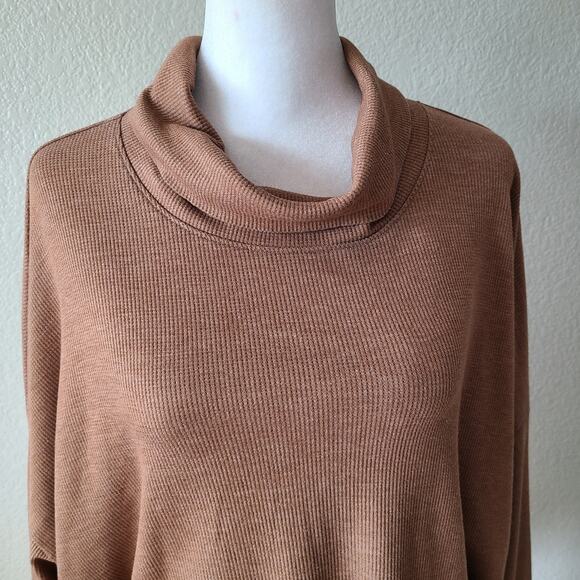 American Eagle‎ Outfitters Cropped Oversized Cowl Ribbed Sweater Sz Large Tan - Picture 8 of 12
